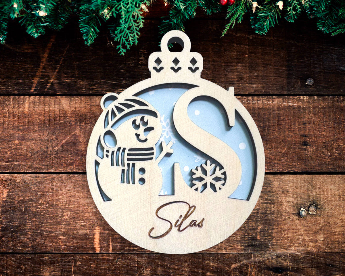 Snowman Monogram Ornament