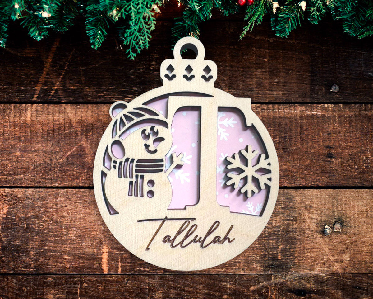 Snowman Monogram Ornament