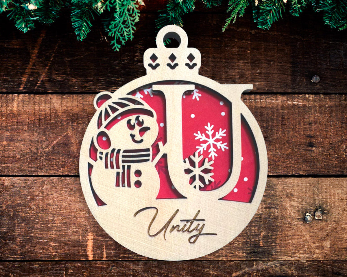Snowman Monogram Ornament