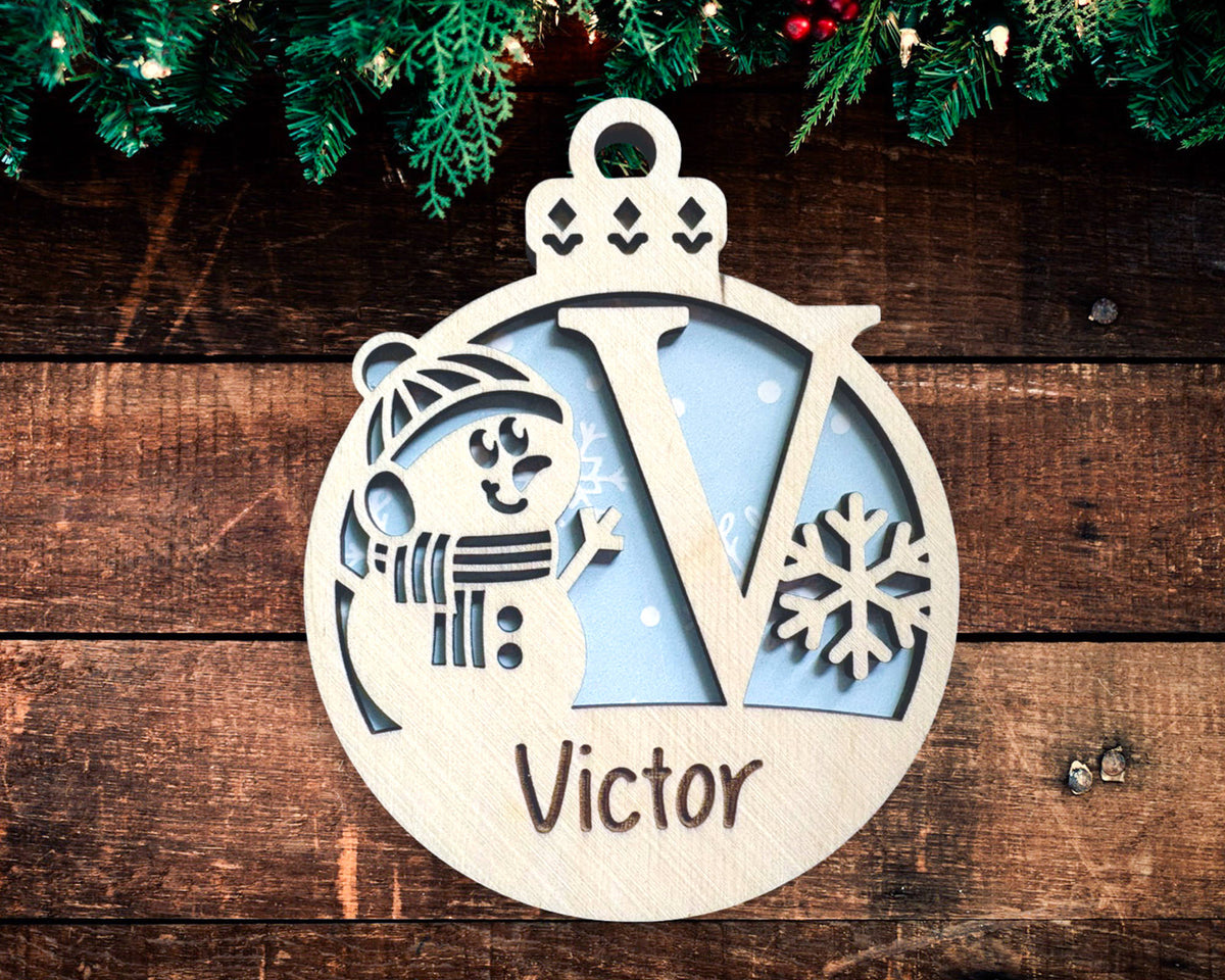 Snowman Monogram Ornament