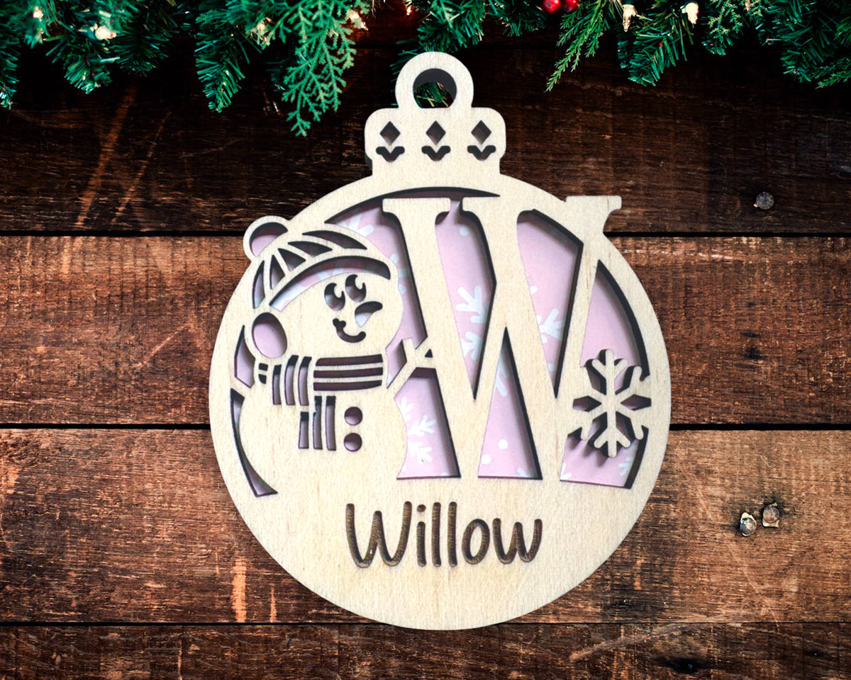 Snowman Monogram Ornament