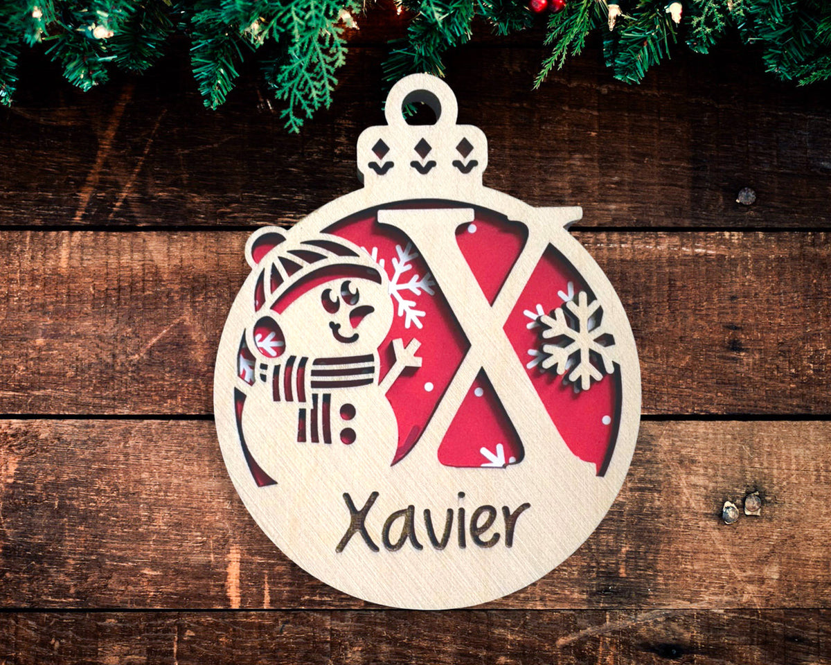 Snowman Monogram Ornament